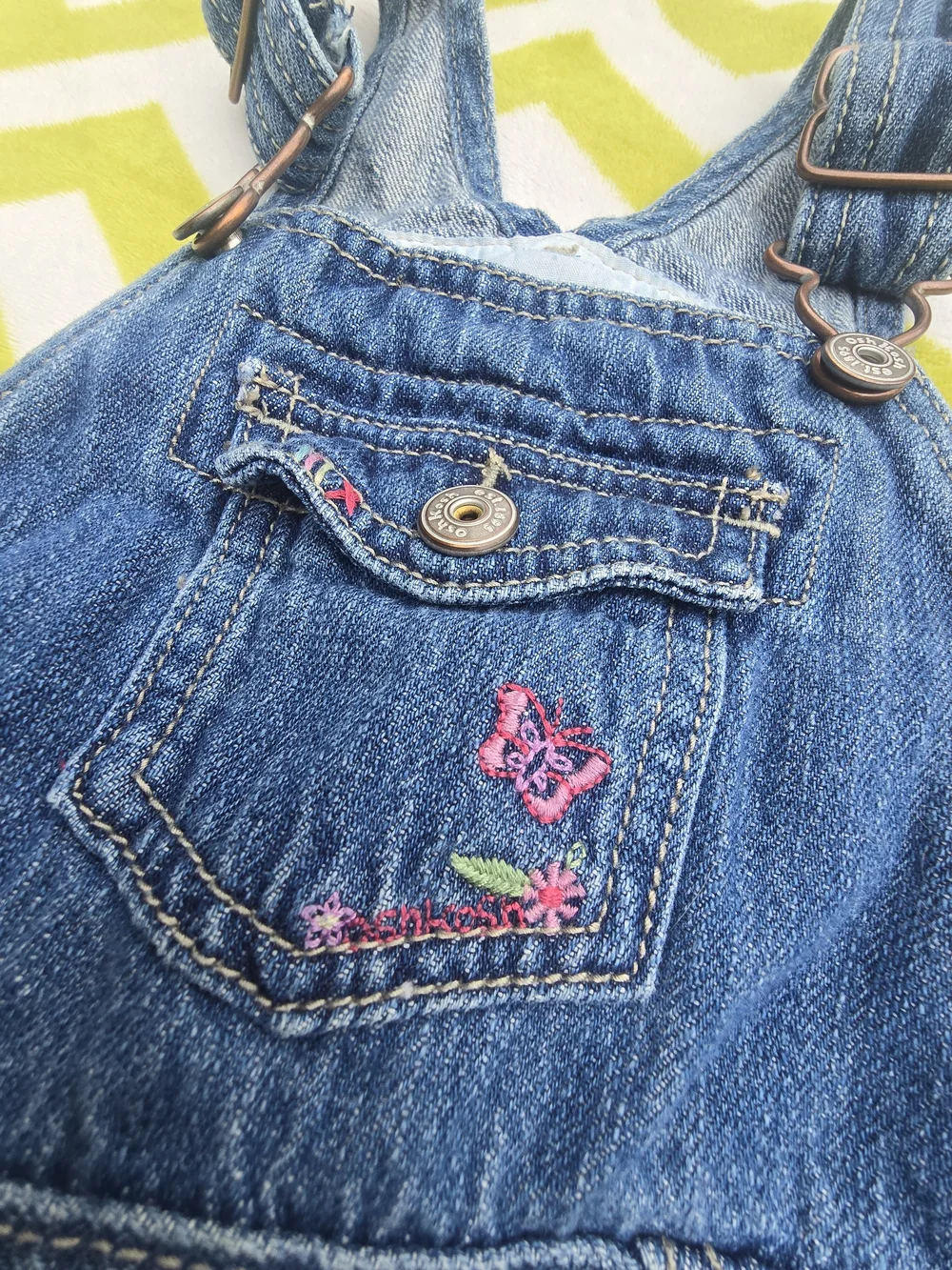 Vintage OshKosh B'gosh Denim Blue Girls' Overall Dress Size 3T